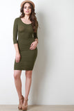 Quarter Length Sleeve Ribbed Dress