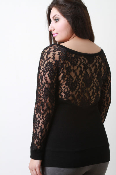 Lace Upper Back Raglan Top