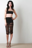 Tube Top And Mesh Midi Skirt Set