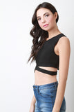 Strappy Hem Elastic Sleeveless Crop Top