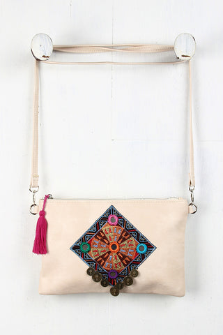 Embroidered Coins Convertible Crossbody Clutch