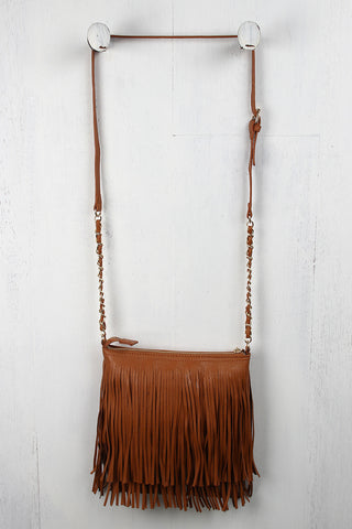 Layered Fringe Chained Crossbody Bag