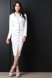 Notched Collar Long Sleeve Lace Up Blazer