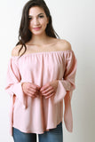 Off-The-Shoulder Chiffon Long Sleeves Top