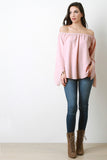 Off-The-Shoulder Chiffon Long Sleeves Top